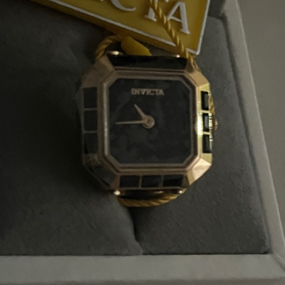 Invicta Black and Gold Square Watch ring very fashionable 😇 must have adjustable